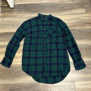 Target A New Day Blue and Green Flannel Shirr, Women’s Small
